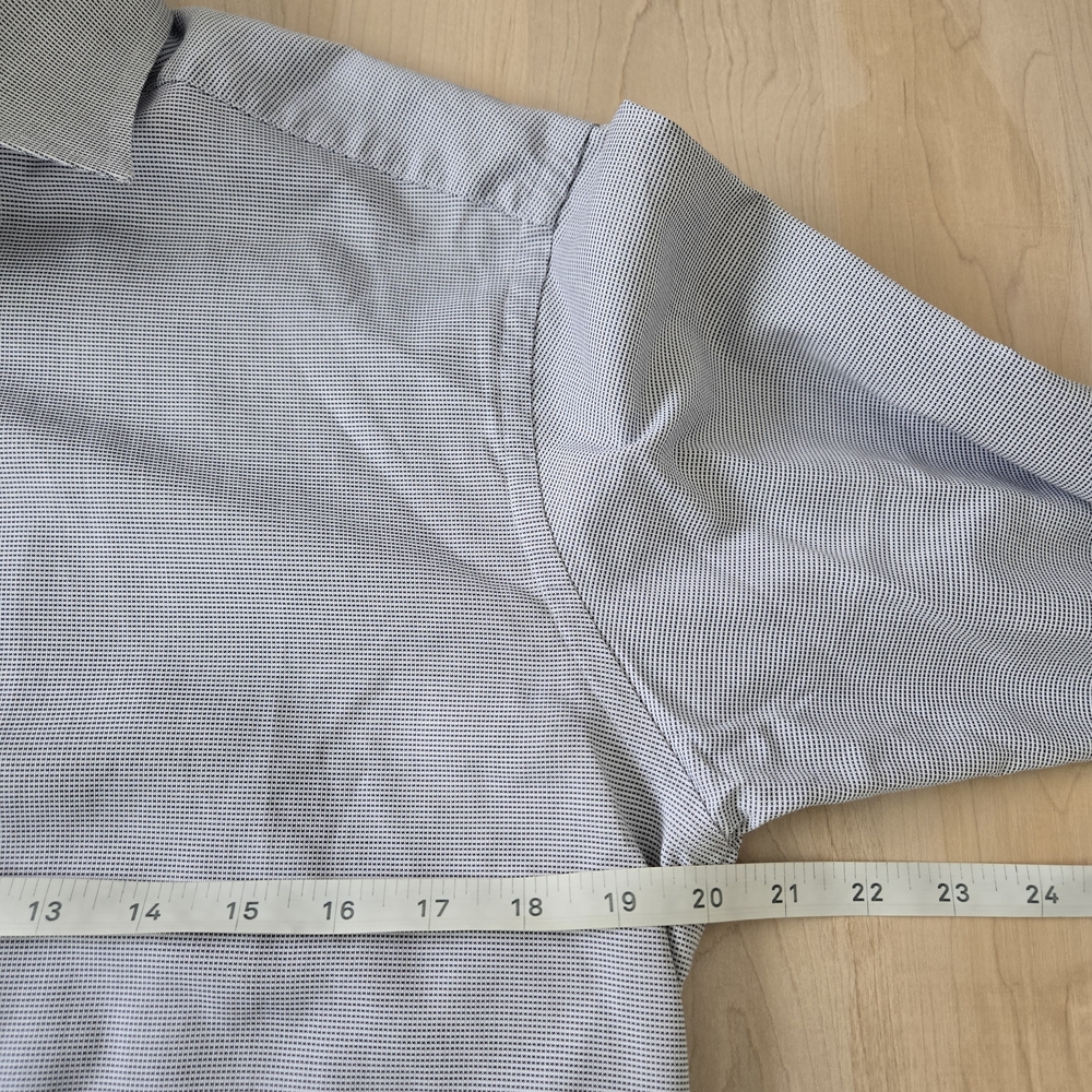 Eton Light Blue Micro-Pattern Dress Shirt with Dark Buttons - Picture 9 of 12